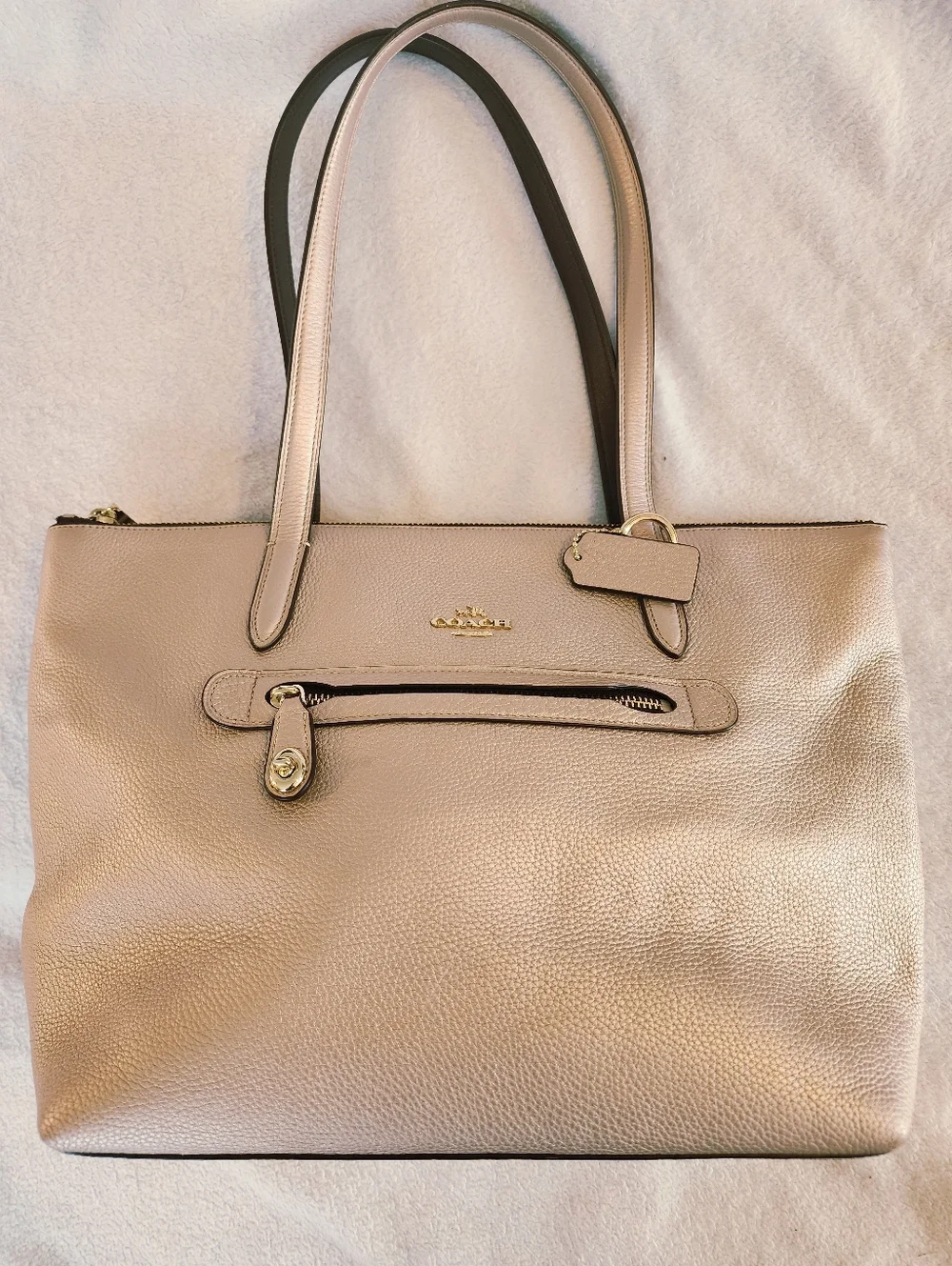 Coach Taylor Tote in metallic pebble leather Blush - Picture 4 of 7